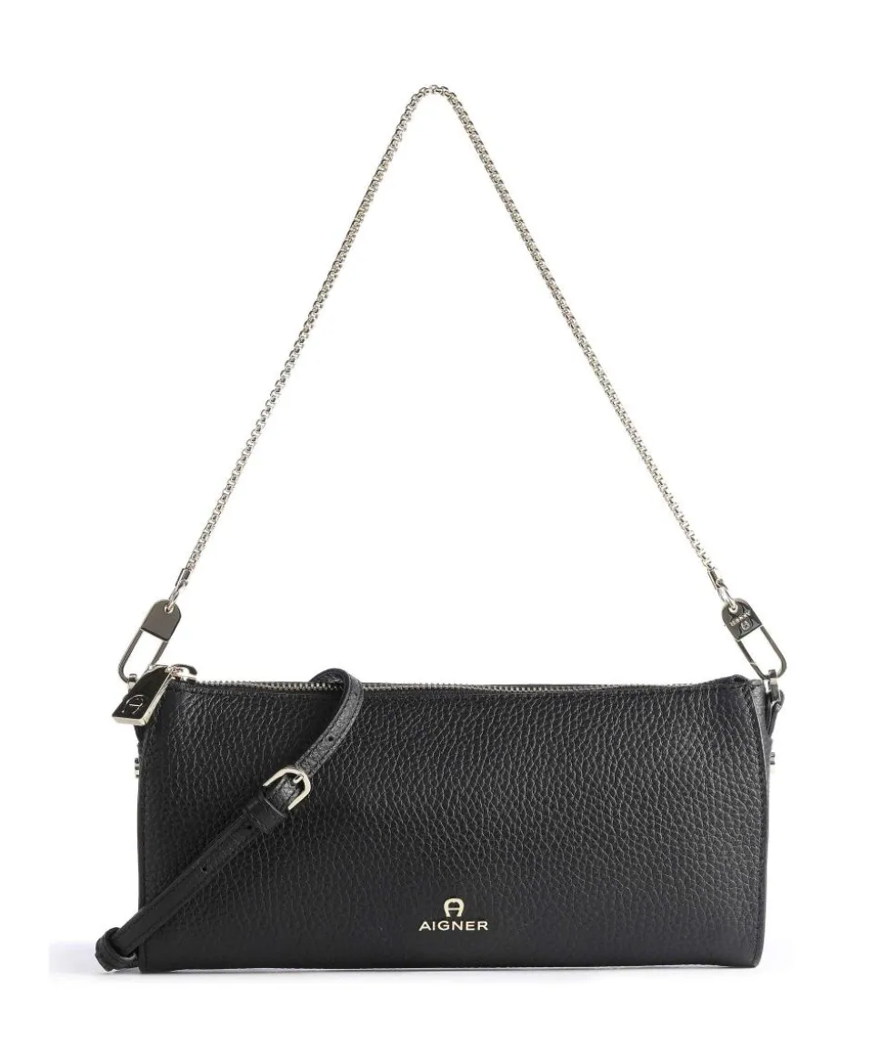 Ivy S Schultertasche genarbtes Rindsleder schwarz