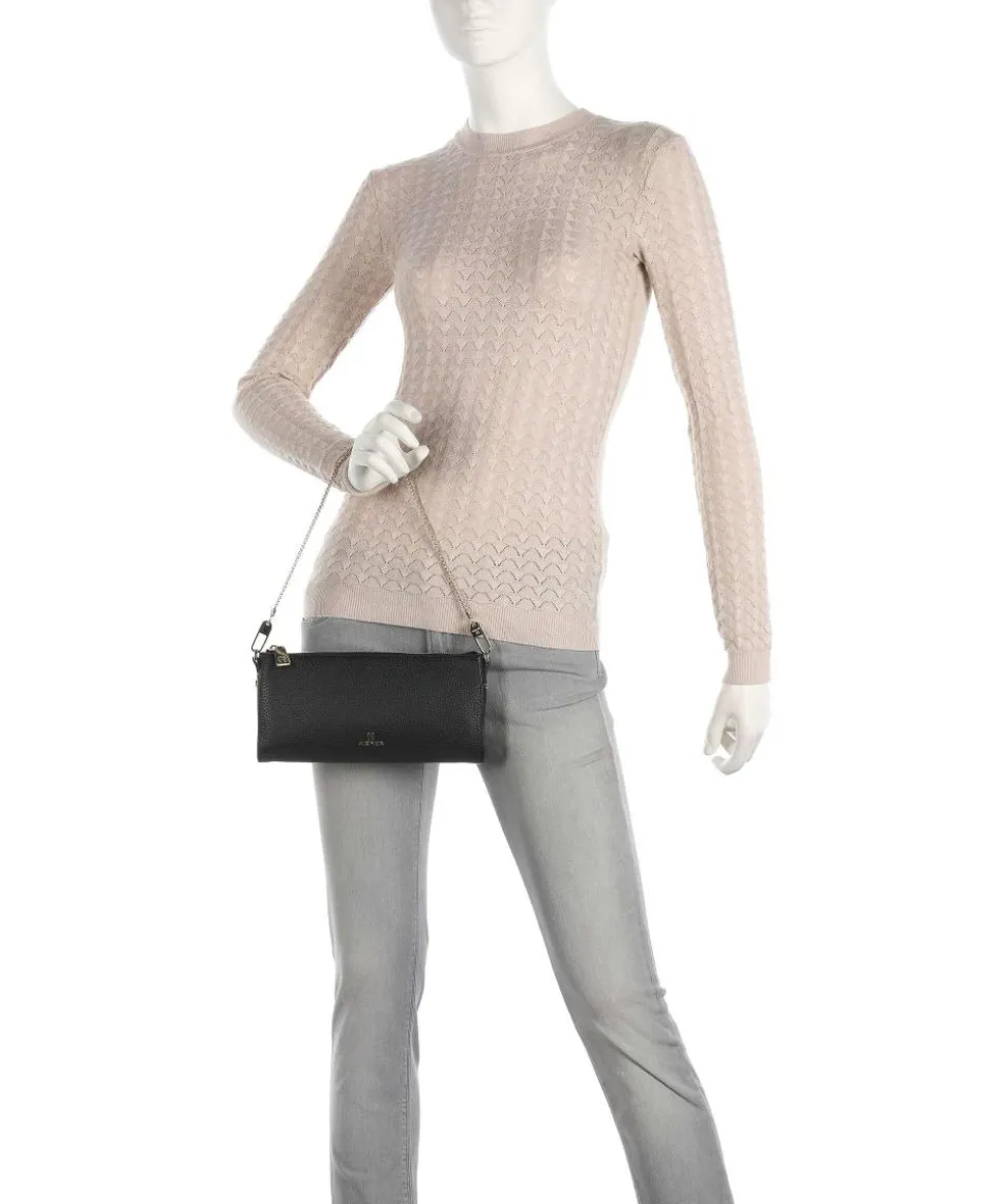 Ivy S Schultertasche genarbtes Rindsleder schwarz