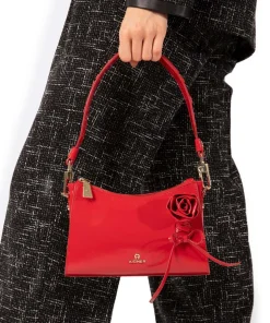 Ivy S Schultertasche Lackleder rot