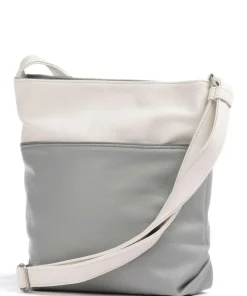 Jana J10 Schultertasche Lederimitat grau/weiß