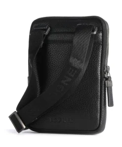 Jasper Jacob Umhängetasche genarbtes Leder schwarz