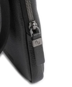 Jasper Jacob Umhängetasche genarbtes Leder schwarz