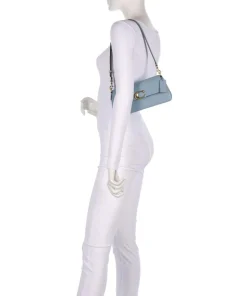 Jet Schultertasche fein genarbtes Rindsleder blaugrau