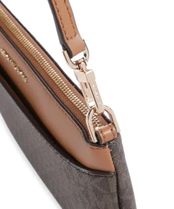 Jet Set Schultertasche Lederimitat dunkelbraun