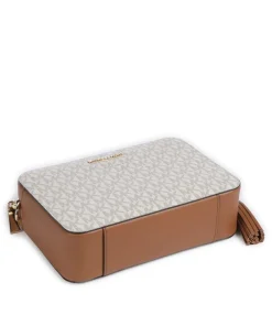 Jet Set Umhängetasche Lederimitat, Canvas elfenbein