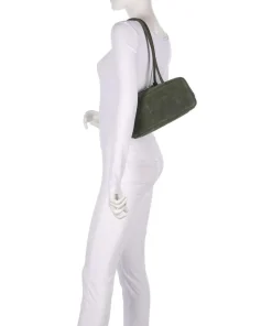 Jil Suede S Schultertasche aufgerautes Leder dunkelgrün