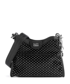 Joan Umhängetasche Lederimitat, Polyester, fein genarbtes Rindsleder schwarz