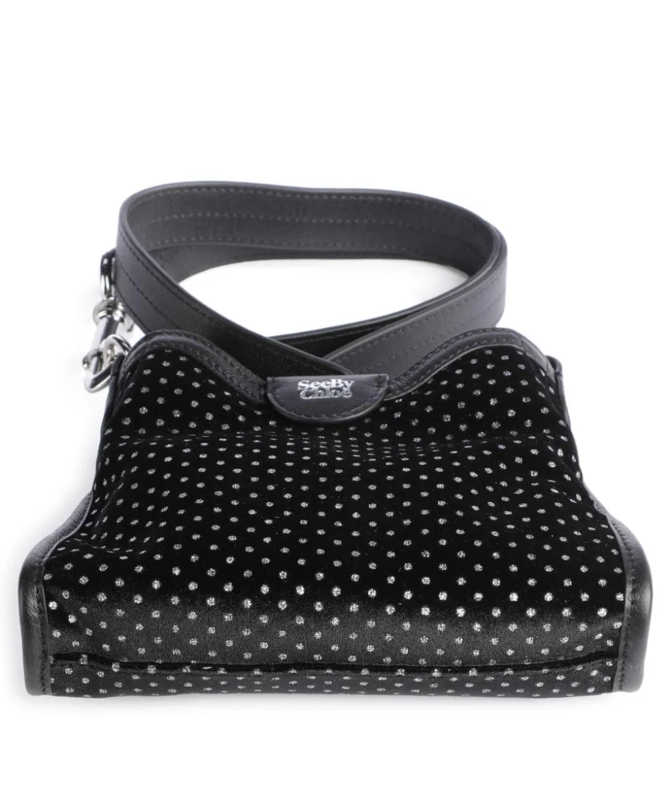 Joan Umhängetasche Lederimitat, Polyester, fein genarbtes Rindsleder schwarz