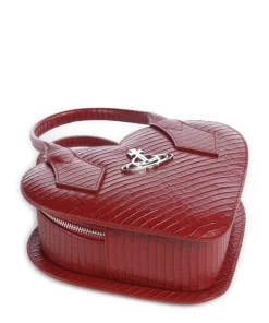 Josephine Heart Embossed Croc Mini Handtasche geprägtes Kalbsleder dunkelrot