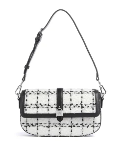 K/Autograph Boucle Schultertasche fein genarbtes Rindsleder, Polyamide schwarz/weiß