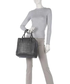 Kayla Monogram Sheep Natural M Handtasche geprägtes Rindsleder dunkelgrau