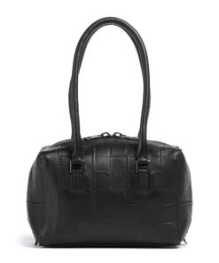 Kayla Monogram Sheep Natural S Schultertasche geprägtes Rindsleder schwarz