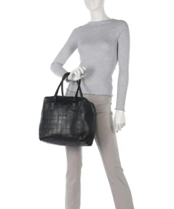 Kayla Monogram Sheep Natural M Handtasche geprägtes Rindsleder schwarz