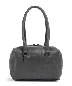 Kayla Monogram Sheep Natural S Schultertasche geprägtes Rindsleder dunkelgrau