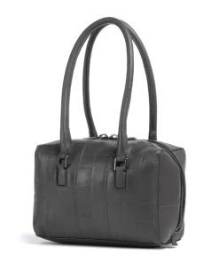 Kayla Monogram Sheep Natural S Schultertasche geprägtes Rindsleder dunkelgrau