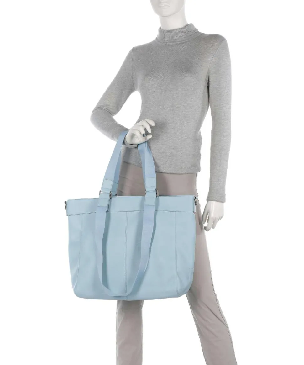 Keep on smiling Big Shopper recyceltes Leder hellblau