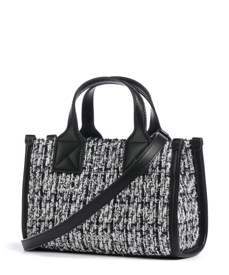 K/Skuare Small Handtasche Lederimitat, Baumwolle weiß/schwarz