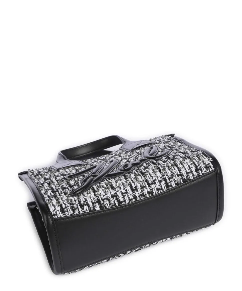 K/Skuare Small Handtasche Lederimitat, Baumwolle weiß/schwarz