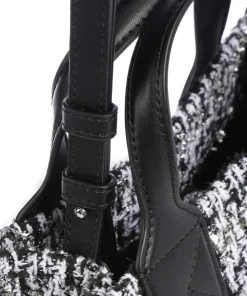 K/Skuare Small Handtasche Lederimitat, Baumwolle weiß/schwarz