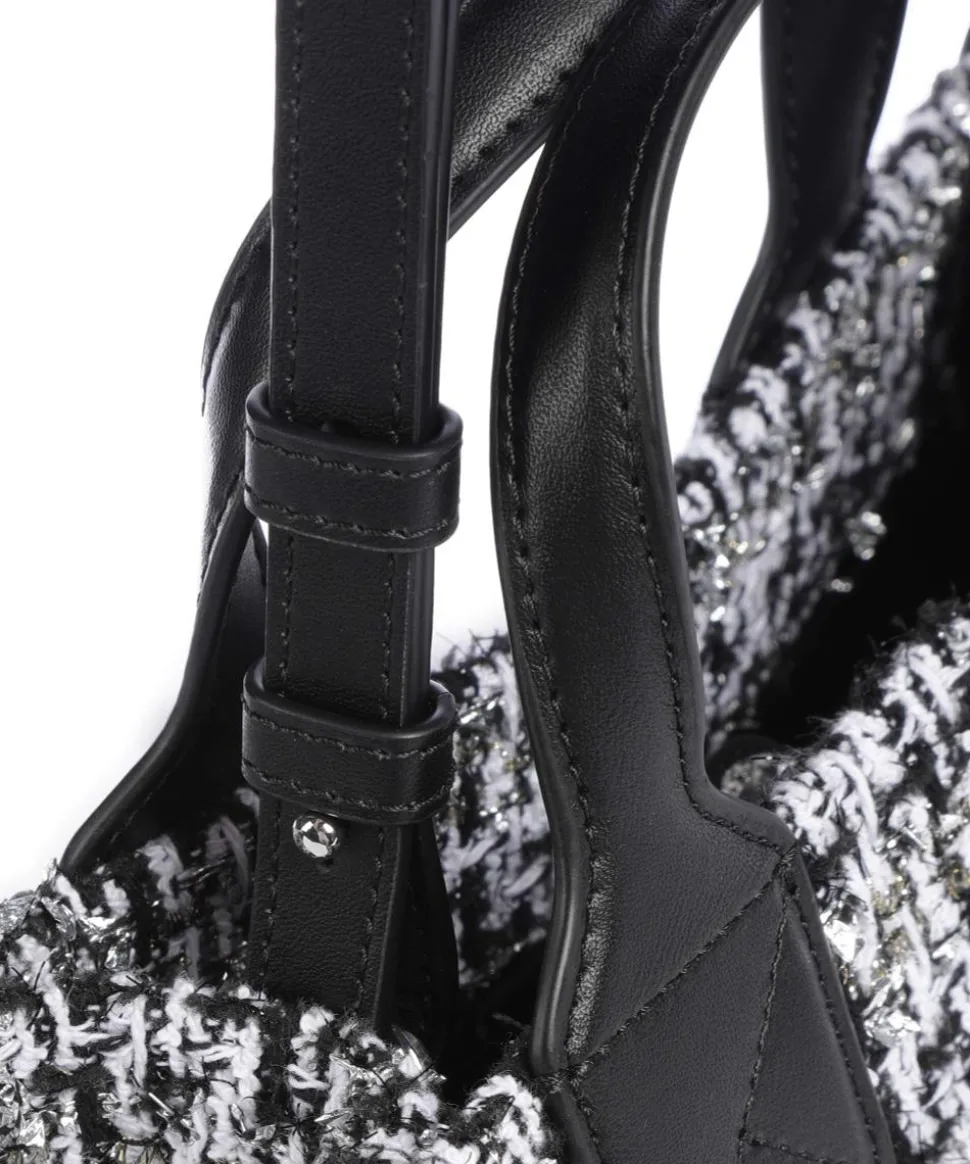 K/Skuare Small Handtasche Lederimitat, Baumwolle weiß/schwarz