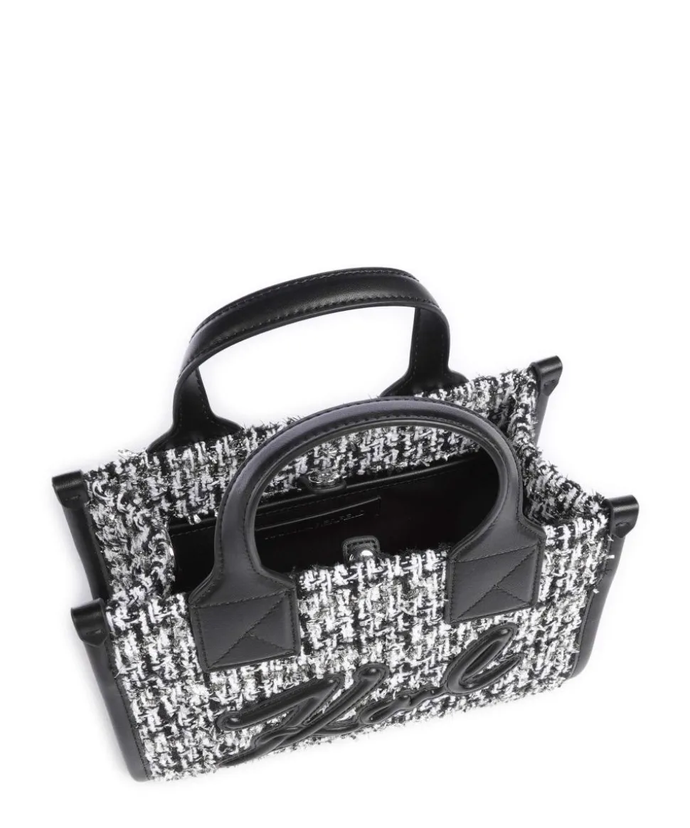 K/Skuare Small Handtasche Lederimitat, Baumwolle weiß/schwarz