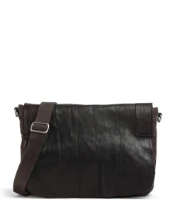 Kuriertasche fein genarbtes Rindsleder, Baumwolle dunkelbraun