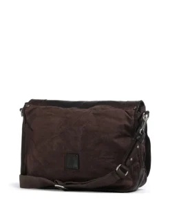 Kuriertasche fein genarbtes Rindsleder, Baumwolle dunkelbraun