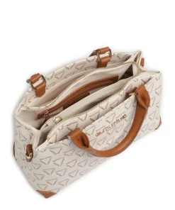 Lady Re Handtasche Lederimitat weiß/braun