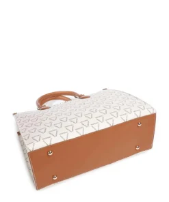 Lady Re Handtasche Lederimitat weiß/braun