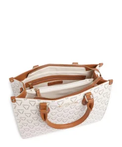 Lady Re Handtasche Lederimitat weiß/braun