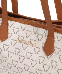 Lady Re Shopper Lederimitat weiß/braun