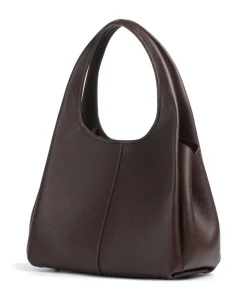 Lana Beuteltasche genarbtes Leder dunkelbraun