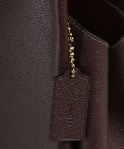 Lana Beuteltasche genarbtes Leder dunkelbraun