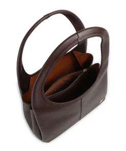 Lana Beuteltasche genarbtes Leder dunkelbraun