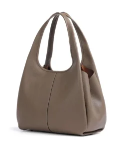 Lana Beuteltasche genarbtes Leder dunkelbraun