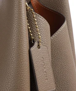 Lana Beuteltasche genarbtes Leder dunkelbraun