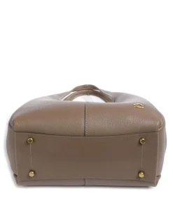 Lana Beuteltasche genarbtes Leder dunkelbraun