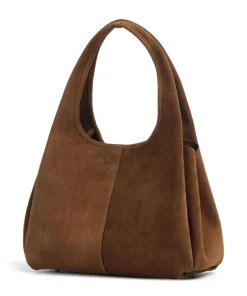 Lana Suede Beuteltasche aufgerautes Leder braun