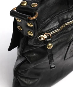 Lavata Schultertasche genarbtes Rindsleder schwarz