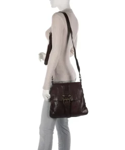 Lavata Schultertasche genarbtes Rindsleder dunkelbraun