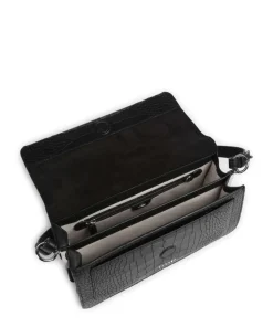 Leather Lane Schultertasche geprägtes Rindsleder schwarz