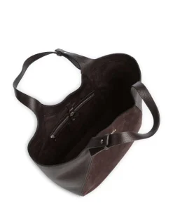 Lenah Big Shopper genarbtes Rindsleder, aufgerautes Rindsleder dunkelbraun