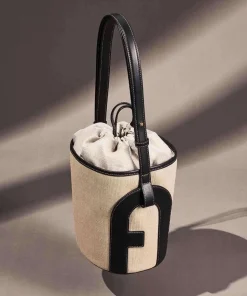 Lido S Bucket bag Canvas beige/schwarz