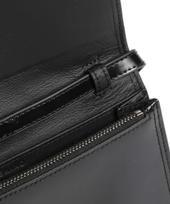 Lisa Spazzolato L Umhängetasche glattes Leder schwarz