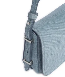 Liv Small Schultertasche aufgerautes Rindsleder blau