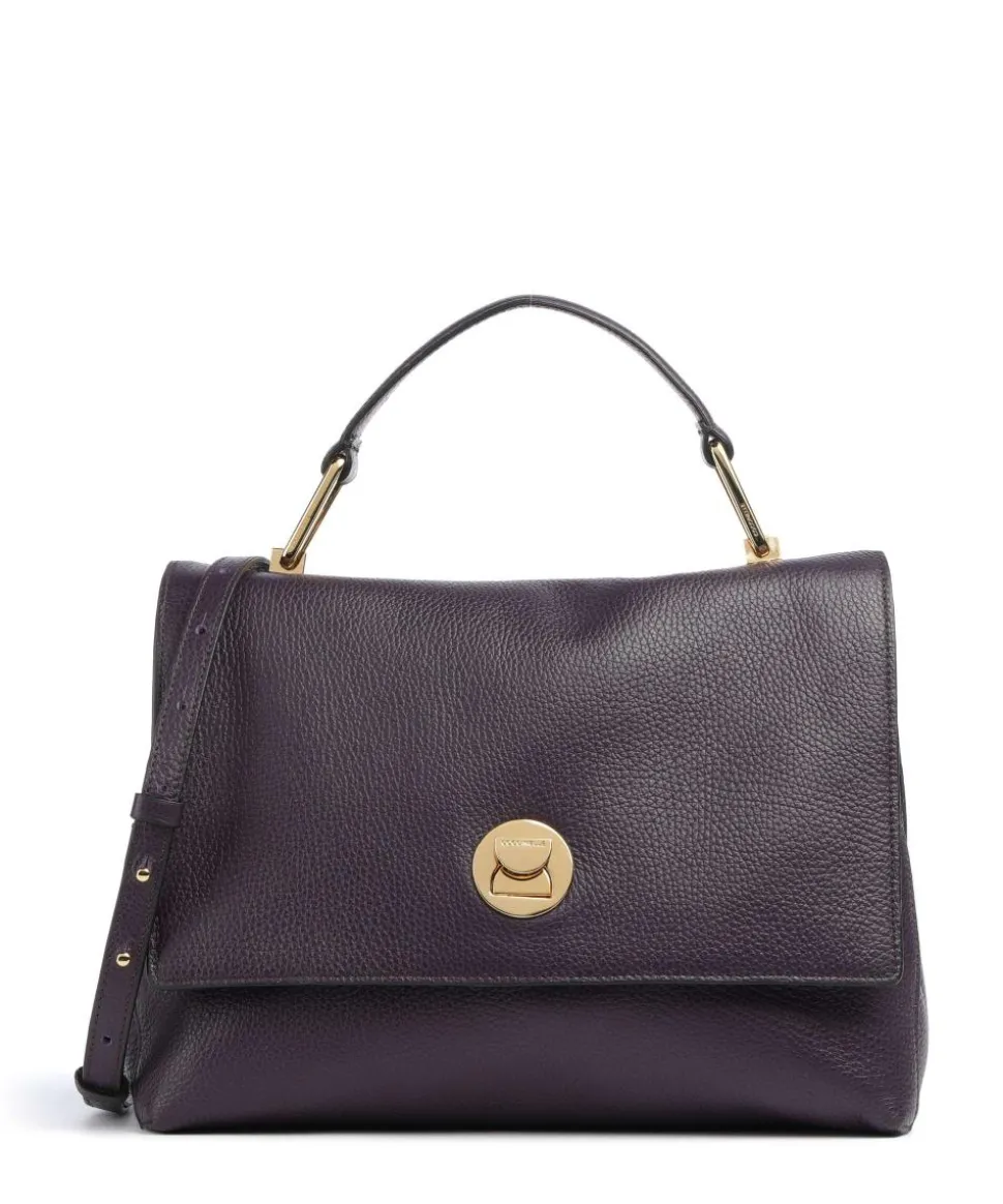 Liya Handtasche genarbtes Leder pflaume