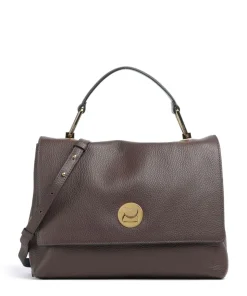 Liya Handtasche genarbtes Leder dunkelbraun