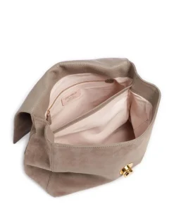 Liya Suede Handtasche aufgerautes Leder taupe
