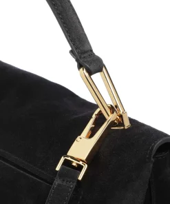 Liya Suede Handtasche aufgerautes Leder schwarz