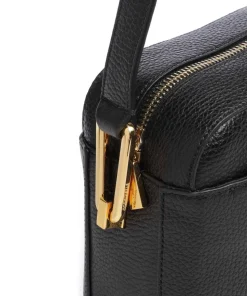 Liya Umhängetasche genarbtes Leder schwarz